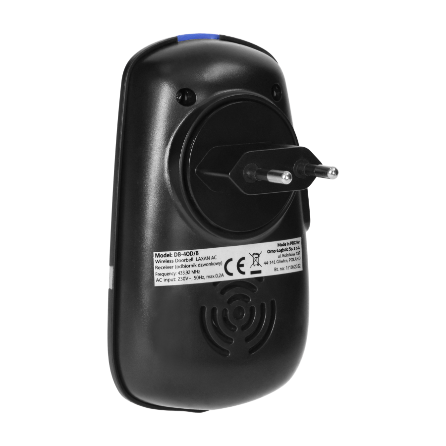 LAXAN AC wireless mains-powered doorbell with battery-free button, learning system, 36 sounds, 150m